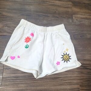 PacSun White doodle sweatshorts Size XS Cotton Blend Shorts Sun Hearts Cozy Fun